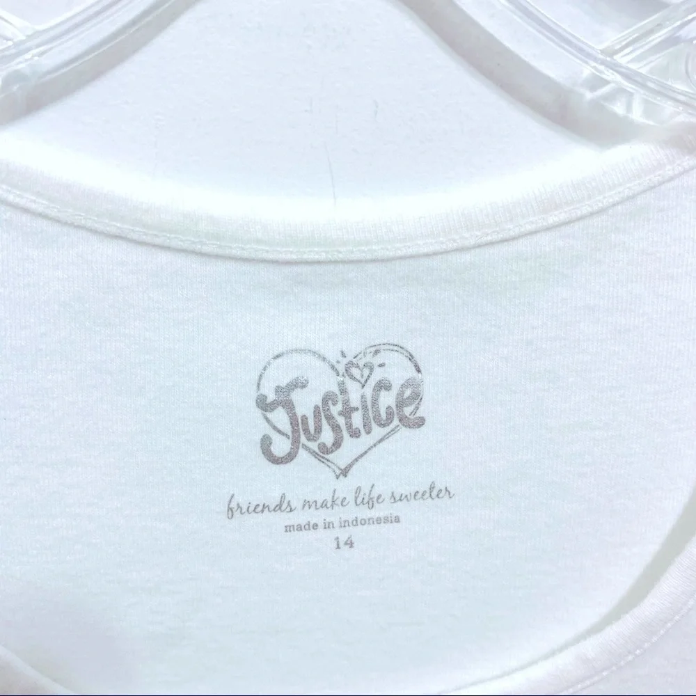 Justice Girl’s White Sequins Tank Top “Hope”